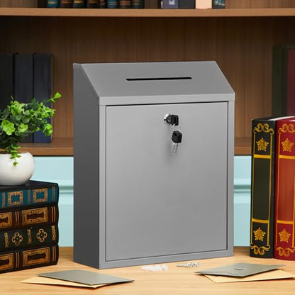 Yaocom Metal Money Box,Gray,15 x 12 x 4 Inch,No Lid - color: Gray, size: 15 x 12 x 4 Inch, style: No Lid