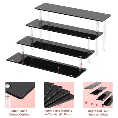 4 Tier Acrylic Display Risers, Black Perfume Organizer, Cupcake Stand