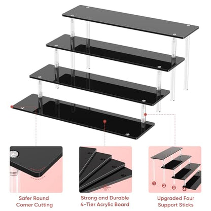 4 Tier Acrylic Display Risers, Black Perfume Organizer, Cupcake Stand