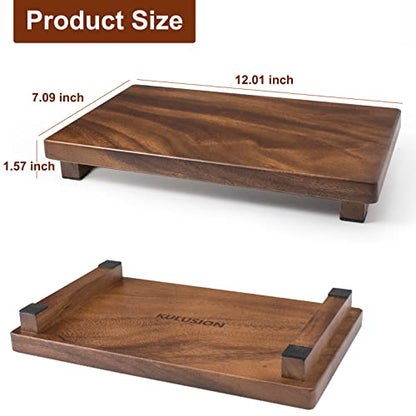 Wood Riser For Display Walnut Wood Pedestal Stand, farmhouse decor Soap Tray, Displays Your Plant Bottles Candles for Your Home Kitchen (Large, 12 x 7.1 x1.57Inch) - size: Large &12*7.1*1.57‘’