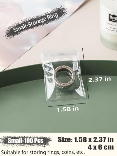 100Pcs Anti Tarnish Jewelry Bags Clear Pvc Jewelry Storage Pouches with Zipper Plastic Packing for Earrings (Clear Pvc Ring Bag 1.58x2.37 in) - color: 100Pcs Clear Pvc Ring Bag 1.58x2.37 in