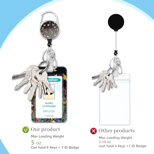 Hancynir Butterfly Lanyard for Id Badge, Badge Holder Retractable Reel Clip - color: Butterfly Floral