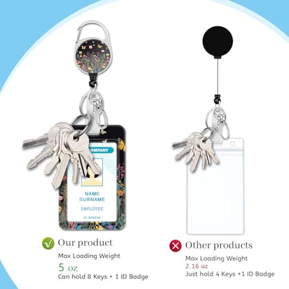Hancynir Butterfly Lanyard for Id Badge, Badge Holder Retractable Reel Clip - color: Butterfly Floral