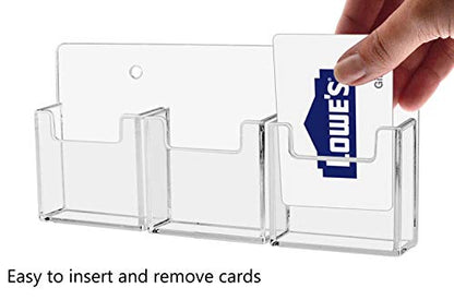 Marketing Holders 2 Pack Wall Business Card Holder with Hanging Hardware for 2" x 3.5" Vertical Gift Cards Clear Acrylic 3 Slot Display for Retail Stores and Tradeshows and Expos - size: Vertical Wall Triple