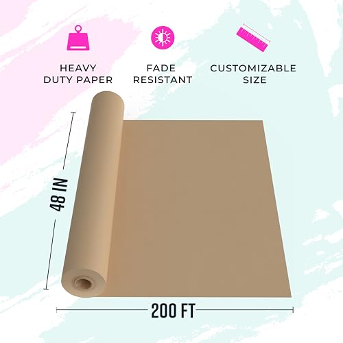 Bryco Goods 48" x 200' (2400") Brown Kraft Paper Roll, Made in USA - color: Brown, size: 48" x 200'