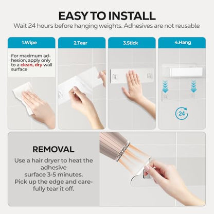 Nieifi Adhesive Shower Shelves, Clear, 3 Pieces - color: A-Clear, size: 3 pieces