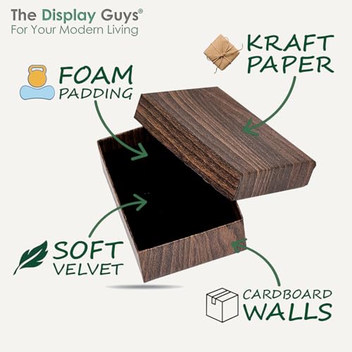 TheDisplayGuys 24-pack Cardboard Gift Boxes w. Velvet Jewelry Insert & Lids - color: Wood-Grain