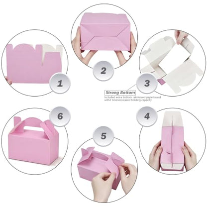 Aosric Small Pink Gable Boxes 3.5 x 3.5 x 6.3 In, 30 Pack - color: Pink