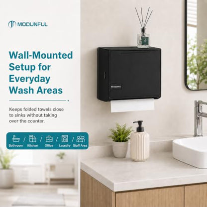 Paper Towel Dispenser Wall Mount No Drill Keyless Knob Open - color: D-214 Black