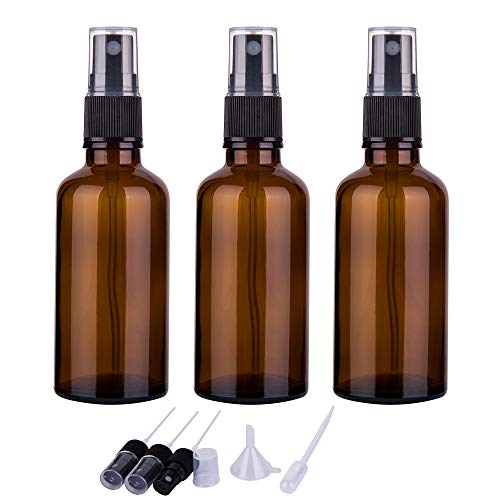 2oz Amber Glass Spray Bottles for Essential Oils, Set of 3 - color: Black Amber