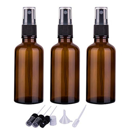 2oz Amber Glass Spray Bottles for Essential Oils, Set of 3 - color: Black Amber