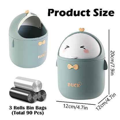 Cute Desktop Trash Can Wastebasket with 90 Trash Bags, Creative Mini Countertop Garbage Can with Lid, Small Plastic Storage Bin for Home Kitchen Dressing Office Kids Bedroom(Pink) - color: Pink
