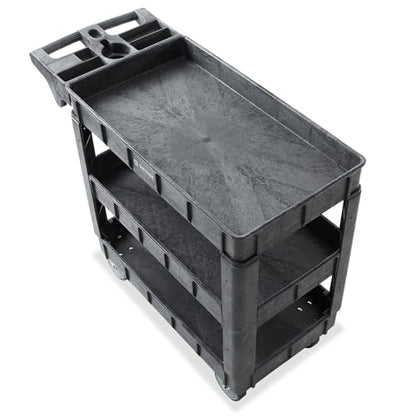 Dryser Utility Cart with Wheels, 40" x 17" Heavy Duty 550 lb. Capacity with Shelves - 3 Tier Rolling Cart with Two 5" Swivel Casters for Warehouse, Garage, Cleaning - size: 3 Shelves 2 Swivel 40x17