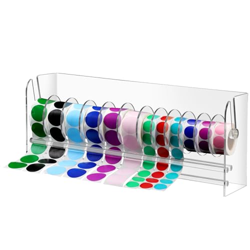 Qilery Sticker Holder Organizer Dispenser Acrylic Roll Label,12 Disks - style: 12 Disks