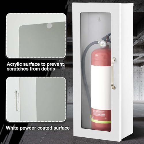 Zonon 1 Pcs 10lb Fire Extinguisher Cabinet Wall & Surface Mount, White - color: White