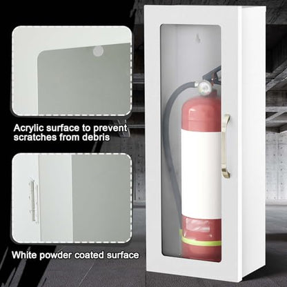 Zonon 1 Pcs 10lb Fire Extinguisher Cabinet Wall & Surface Mount, White - color: White