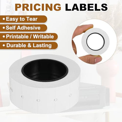 PATIKIL Pricing Labels Price Gun Labels Self-Adhesive 10 Rolls 5000pcs - color: White