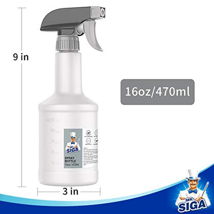MR.SIGA 16 oz Empty Plastic Spray Bottles for Cleaning Solutions, Heavy Duty Household Reusable Spray Bottles with Measurements and Adjustable Leak Proof Nozzle, 9 Pack - size: 470ml, 9 Pack
