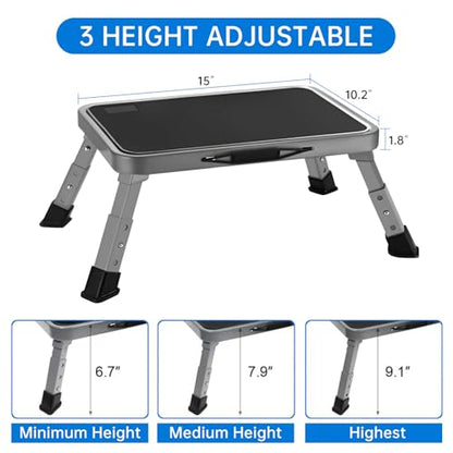 RV Step Stool Foldable 1-Step Ladder Sturdy Metal Stable Step Stool with a Non-Slip Platform Supports up to 500 lb with Non-Slip Rubber Feet, Easy to Carry (3-Level) - size: 3-Level