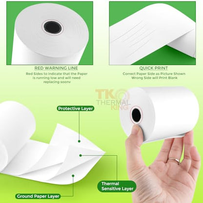 3 1/8" x 190' Credit Card Thermal Receipt Paper 10 Rolls - size: 3-1/8" x 190', style: 10 Rolls