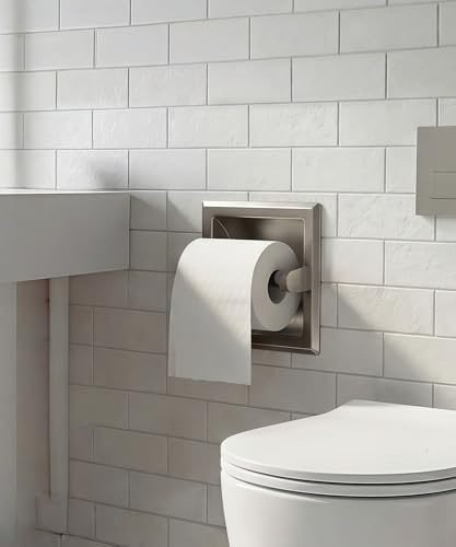 FORIOUS Recessed Toilet Paper Holder for Mega Rolls, Brushed Nickel - color: Stainless Steel