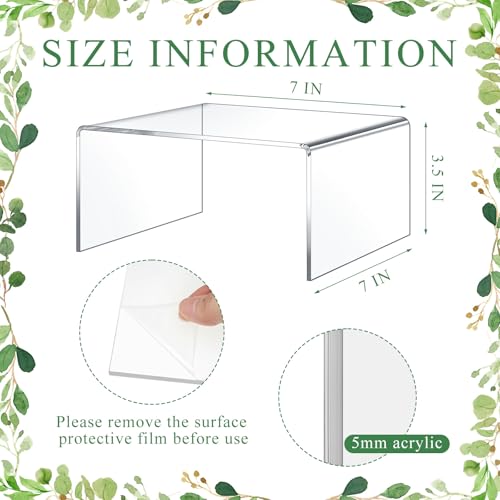 RattanView 2 Pcs 7 x 7 x 3.5'' Clear Square Acrylic Shelf Riser, 5mm Thick - color: Clear, size: 7 x 7 Inch, 5 mm
