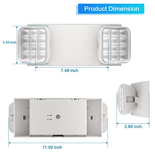 1 Pack Commercial Emergency Light with Battery Backup, Emergency Lights for Business-Hard Wired, UL 924 Certified,AC 120/277V,Two Head Adjustable LED Emergency Lighting. - size: 1 PACK