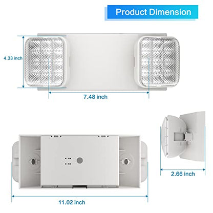 1 Pack Commercial Emergency Light with Battery Backup, Emergency Lights for Business-Hard Wired, UL 924 Certified,AC 120/277V,Two Head Adjustable LED Emergency Lighting. - size: 1 PACK
