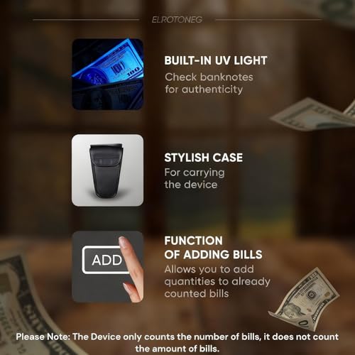 Money Counter, Portable V40 Money Counter Mini Bill Cash Counting Machine Handy Currency Counting Machine with Automatically Stop Counting Function Only for Multi-Currency Handy Banknote Counter - color: 2w-v40