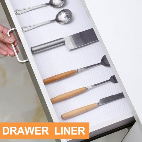FLPMIX Shelf Liner for Kitchen Cabinets 10" Wide: Non-Adhesive 10"W x 396"L - color: White, size: 10"W x 396"L