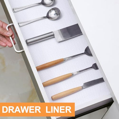 FLPMIX Shelf Liner for Kitchen Cabinets 10" Wide: Non-Adhesive 10"W x 396"L - color: White, size: 10"W x 396"L