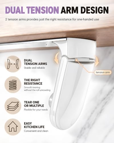simpletome ONE Hand Simple Tear Paper Towel Holder Under Cabinet (White) - color: White