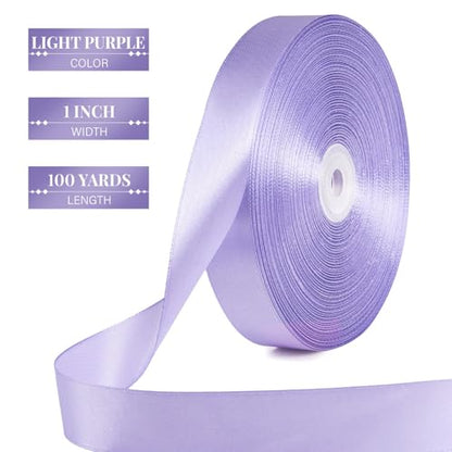 Light Purple Satin Ribbon 1 Inch x 100 Yards - color: Light Purple
