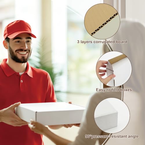 50 Pack 9x6x2 Inches Shipping Boxes, Corrugated Cardboard Mailing Box, Small White Gift Box Mailers, Packaging Boxes for Business Present, Moving and Storage - size: 50 Pack 9x6x2 Inches