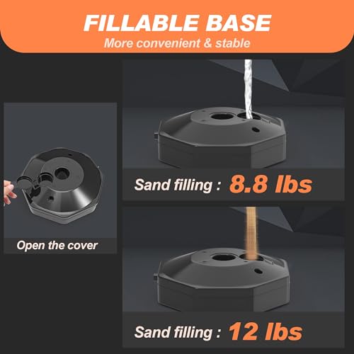 6 Pack Traffic Delineator Post Cones with Fillable Base & 5Ft Chain - color: Yellow+Black