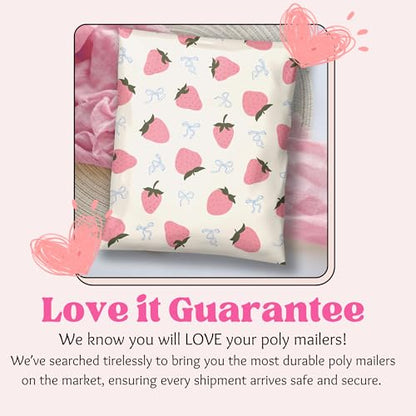 Picksie Mailers - Poly Mailer Packaging Bags 10x13 Cute Shipping Envelopes - color: Strawberry Aesthetic, size: 10x13