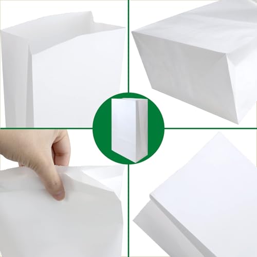 BadenBach 50 Pack 12 Lb White Paper Lunch Bags, 12.5" x 7" x 4.3" - color: White, size: 12LB