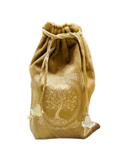 Indian Consigners Soft Velvet Pouch for Tarot, Altar, Rune, Gift, Crystal, jewelry Wrap Bags for Precious, Sacred and Spiritial Items (Gold) - color: Gold