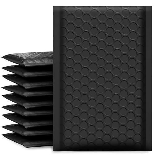 UCGOU Bubble Mailers 4x8" Black 50 Pack Usable Size 4x7" Padded Envelopes - color: Black, size: 4x8" 50PC