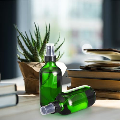 Fumete 2 Pack Glass Spray Bottles 4oz,Green, Black Top,Mist Bottle - color: Green, Black Top, style: Mist Bottle