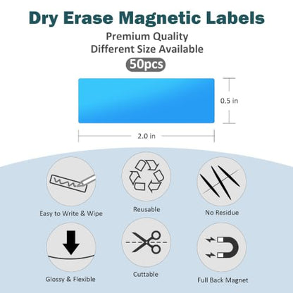 LLPT Dry Erase Magnetic Labels, 0.5" x 2" 50 Packs, Red - color: Red, size: 0.5" x 2"