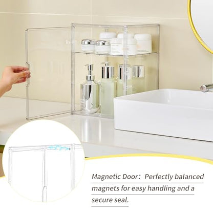 LXLXXL 2 Tier Stackable Shelf Acrylic Display Case with Magnetic Lid 4-Pack - size: 2 Tier -4pcs