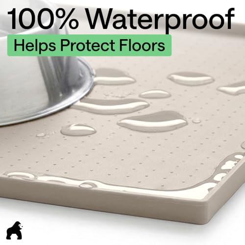 GORILLA GRIP Dog Food Mat, 100% Waterproof Silicone, 18.5x11.5 Beige - color: Beige, size: 18.5"l X 11.5"w