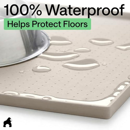 GORILLA GRIP Dog Food Mat, 100% Waterproof Silicone, 18.5x11.5 Beige - color: Beige, size: 18.5"l X 11.5"w