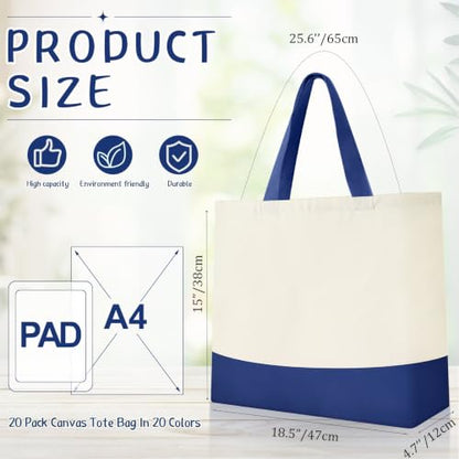 Epakh Canvas Tote Bags Bulk 18.5 x 15 In - color: Royal Blue and Black