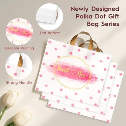 WAKAKO Plastic Thank You Shopping Bags, 12x15 Inch Retail Merchandise Gift Bags for Small Business Boutique, 60 Pack - size: 12 x 15 inches (Pack of 60)