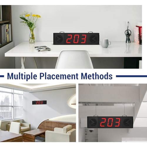 Wireless Queue Calling System with Voice Broadcast Three-Digit Screen, Remote Control Keyboard Waiting Number System for Restaurant, Cafe, Hospital, Bank, Home, Bar (Plug in to Use) - color: BLACK 3