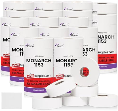 Pricing Labels for Monarch 1153 White - 96,000 Labels w/ 96 Rolls Value Pack, 16 Sleeves - Made in USA - color: White, size: 16 Sleeves