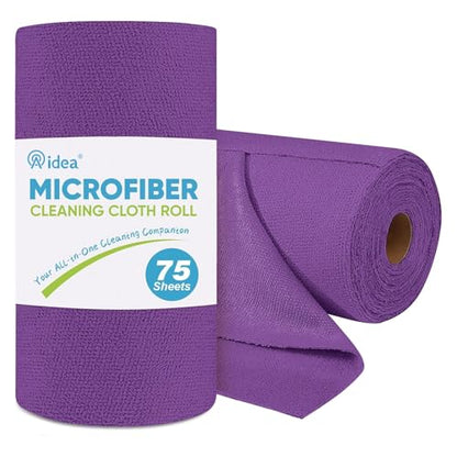 AIDEA Microfiber Cleaning Cloth Roll-75PK, Purple Paper Towels, 11.5"×11.5" - color: Purple