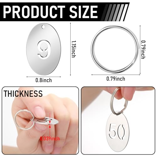 Yaocom 50 Pcs Hollowed Stainless Steel Number Tags,Oval, 1-50 - style: Oval, 1-50